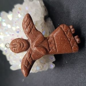 Vintage Goldstone Angel Pendant